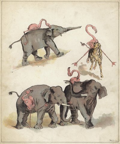 Elephants and Flamingoes by Richard Andre